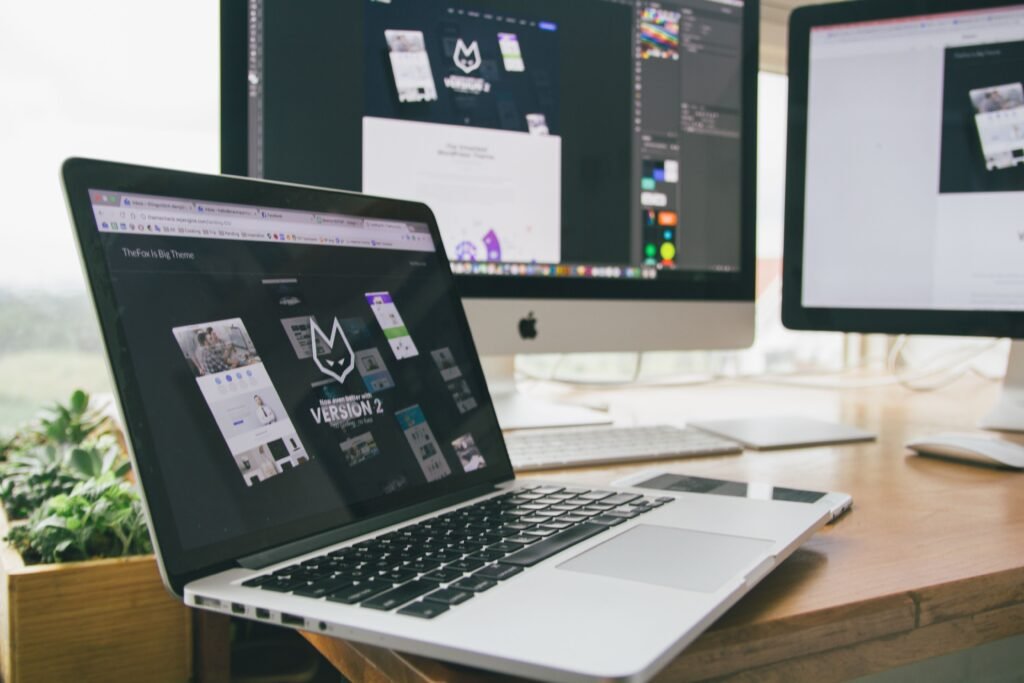 Creative workspace with design software