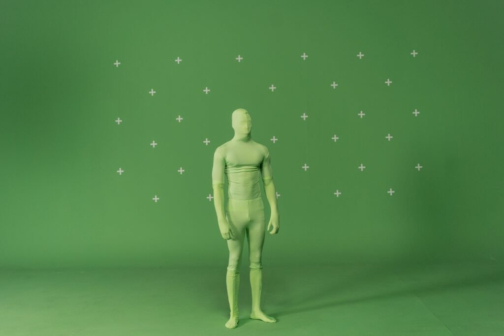 Green screen setup for visual effects work